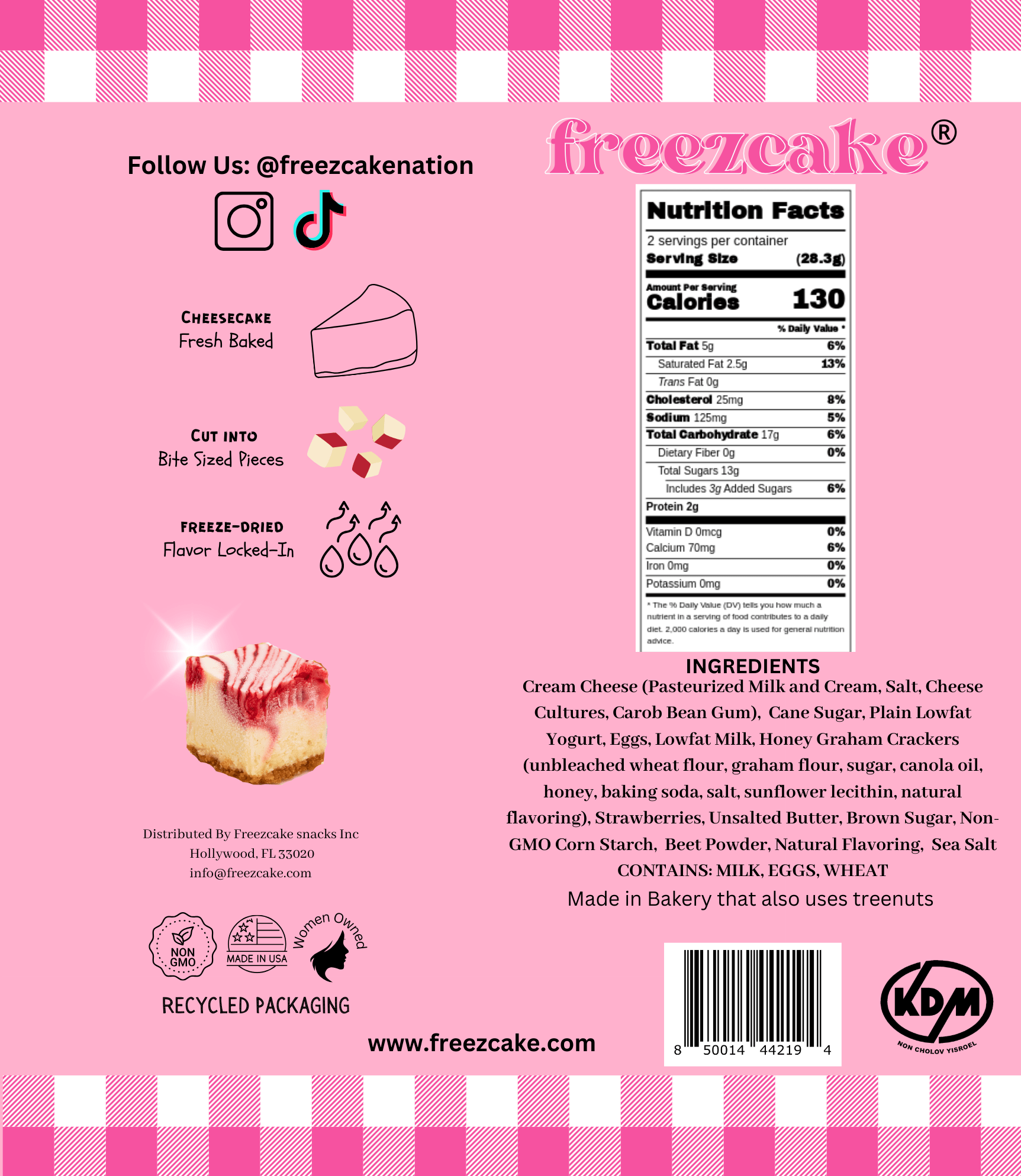 Strawberry Cheesecake pack: Freeze - Dried Cheesecake Bites - freezcake